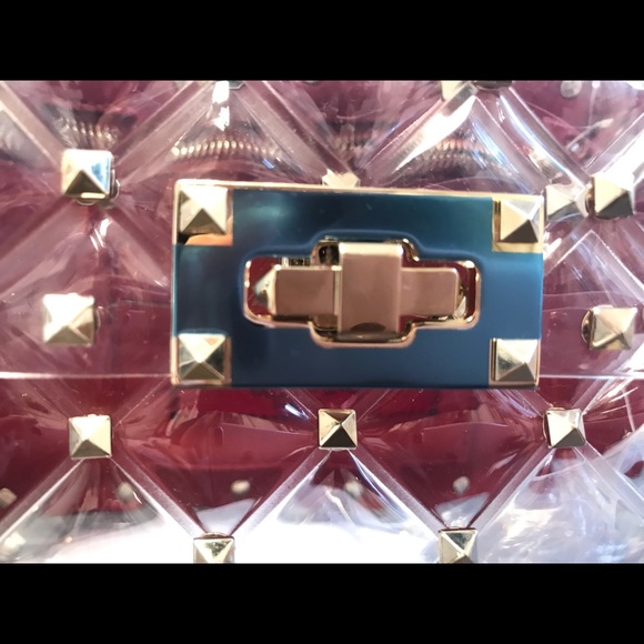 NEW VALENTINO PLEXI ROCKSTUD SPIKE BAG MEDIUM - Picture 5 of 7